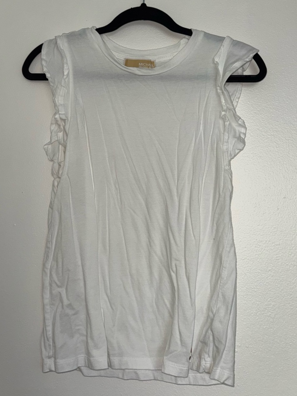 Michael Kors White Ruffle-Trim Sleeveless Tank